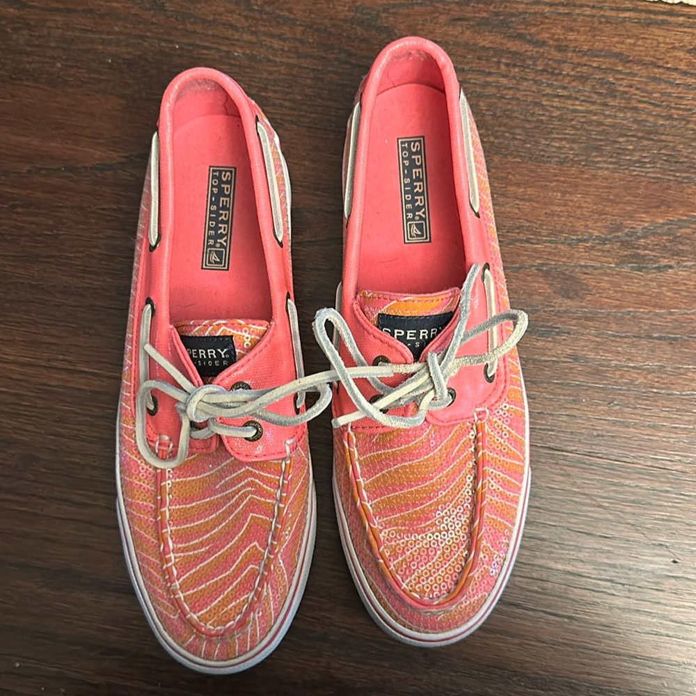 Pink Sperry’s. Women’s size 8.
